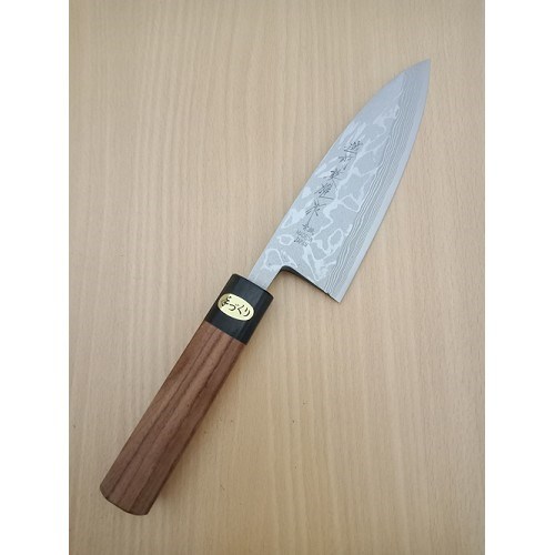 越前英雄 青紙二號 大馬士革紋 出刃 150mm  八角紫檀柄