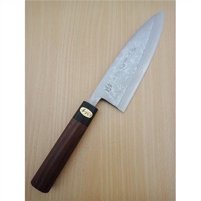 越前英雄 青紙二號 大馬士革紋 出刃165mm 八角紫檀柄