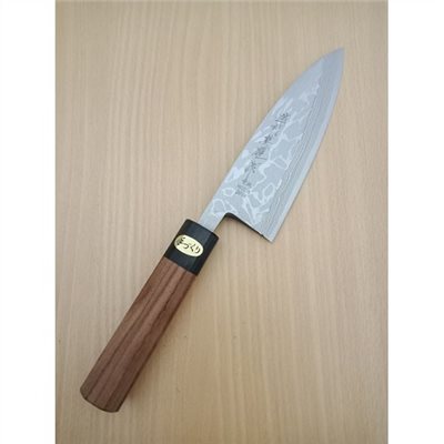 越前英雄 青紙二號 大馬士革紋 出刃 150mm  八角紫檀柄